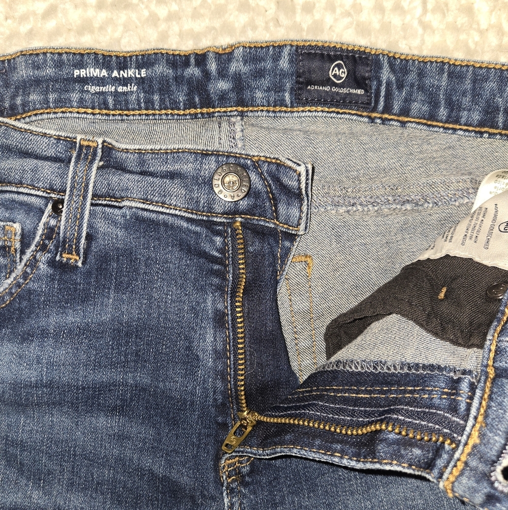 AG Adriano Goldschmied Prima Cigarette Ankle Dark Blue Wash Jeans Size 28R - Picture 4 of 14